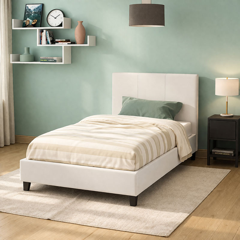 product_pako_006-000012 Κρεβάτι Nevil 100x200 PU χρώμα λευκό ματ - Image 1