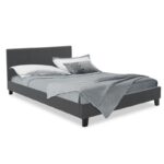 Κρεβάτι Nevil 150x200 με ύφασμα χρώμα ανθρακί - Image 2