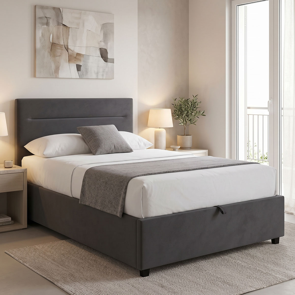 product_pako_006-000057 Κρεβάτι Molito ανθρακί βελούδο με αποθηκευτικό χώρο120x200εκ - Image 1