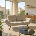 Καναπές - κρεβάτι 3θέσιος Jackie μπουκλέ γκρι-μέταλλο μαύρο 190x78x75εκ - Image 2
