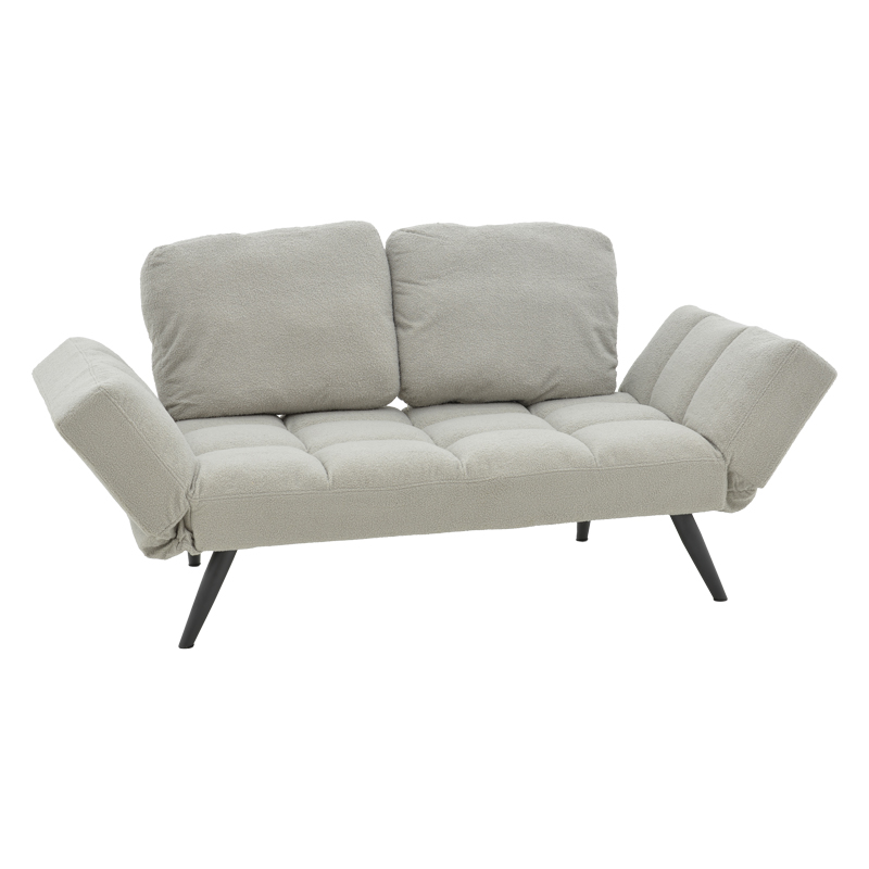 product_pako_024-000034 Καναπές - κρεβάτι 3θέσιος Jackie μπουκλέ γκρι-μέταλλο μαύρο 190x78x75εκ - Image 1