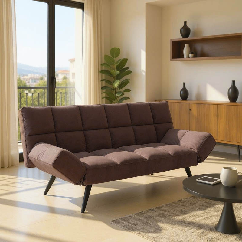 product_pako_024-000049 Καναπές - κρεβάτι 3θέσιος Freddo βελούδο καφέ 181x81x86εκ - Image 1