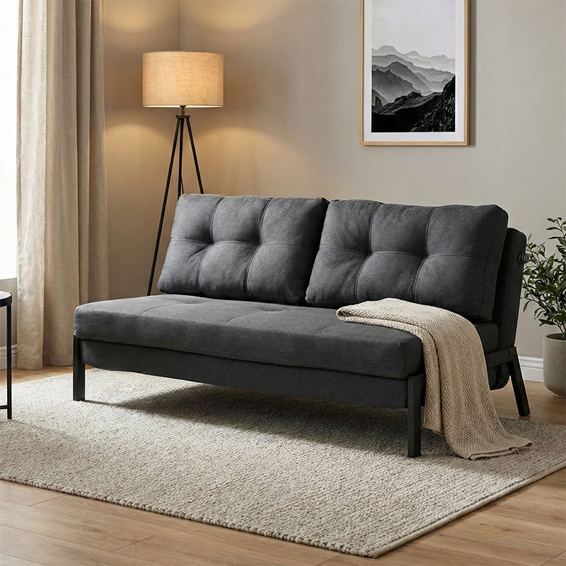 product_pako_024-000054 Καναπές 2θέσιος-κρεβάτι Fancy ύφασμα σε ανθρακί απόχρωση με μαύρο πόδι 150x92x77εκ - Image 1