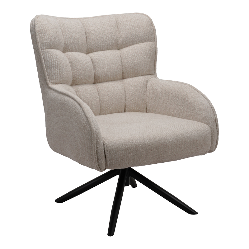 product_pako_024-000059 Πολυθρόνα Fremilia περιστρεφόμενη γκρι-μπεζ ύφασμα με μαύρη μεταλλική βάση 75x80x94εκ - Image 1