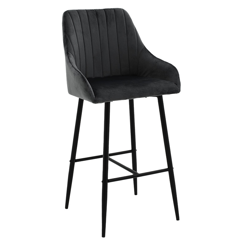 product_pako_029-000172 Σκαμπό bar Patrin μεταλλικό μαύρο-βελούδο μαύρο - Image 1
