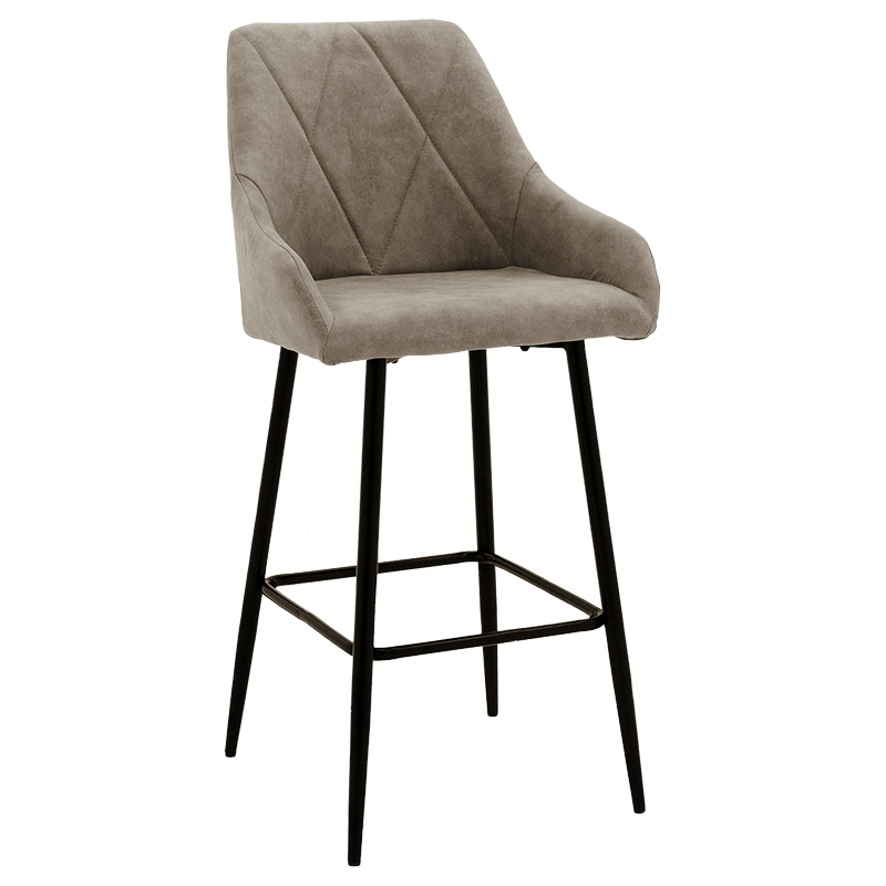 product_pako_029-000181 Σκαμπό bar Empower μεταλλικό μαύρο-ύφασμα antique γκρι καφέ (Σετ 2 τεμαχίων) - Image 1