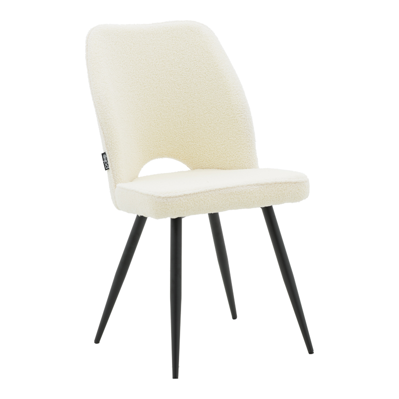 product_pako_029-000211 Καρέκλα Renish μπουκλέ λευκό-μεταλλικό μαύρο πόδι 49x59x86εκ - Image 1