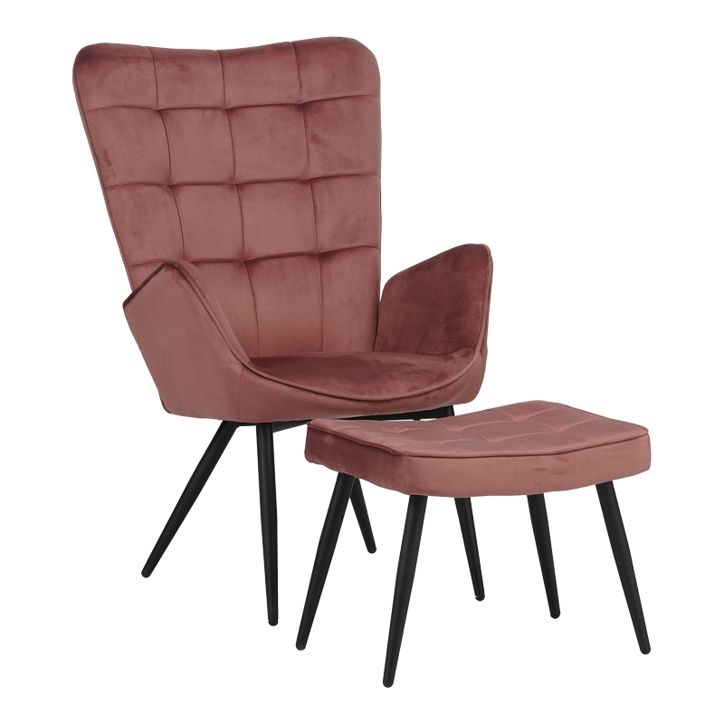 product_pako_029-000215 Πολυθρόνα με υποπόδιο Dorita βελούδο σάπιο μήλο-πόδι μαύρο μέταλλο 68.5x76x103εκ - Image 1