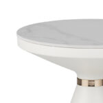 Βοηθητικό τραπέζι Coozlin Inart sintered stone σε απόχρωση λευκό μαρμάρου με λευκό-χρυσό μέταλλο Φ50x50εκ - Image 2