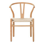 Καρέκλα Wishbone rubberwood-σχοινί σε φυσική απόχρωση 53.5x57x74εκ - Image 5