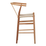 Σκαμπό μπαρ Wishbone μεσαίου ύψους rubberwood-σχοινί σε φυσική απόχρωση 55x49x96εκ - Image 3