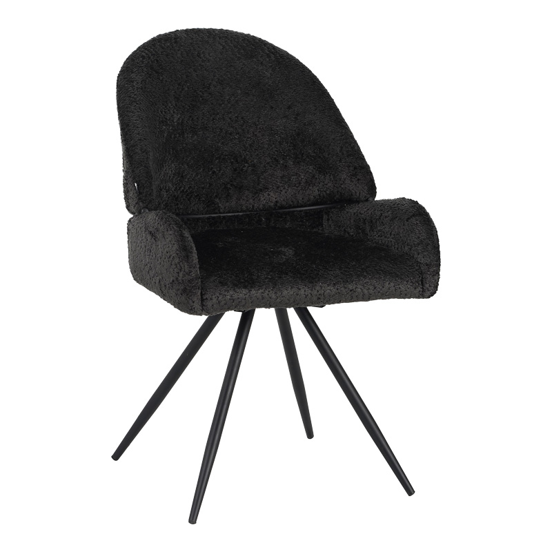 product_pako_029-000294 Καρέκλα περιστρεφόμενη Morea μπουκλέ ύφασμα σε μαύρη απόχρωση με μαύρα μεταλλικά πόδια 55x63.5x89.5εκ (Σετ 2 τεμαχίων) - Image 1