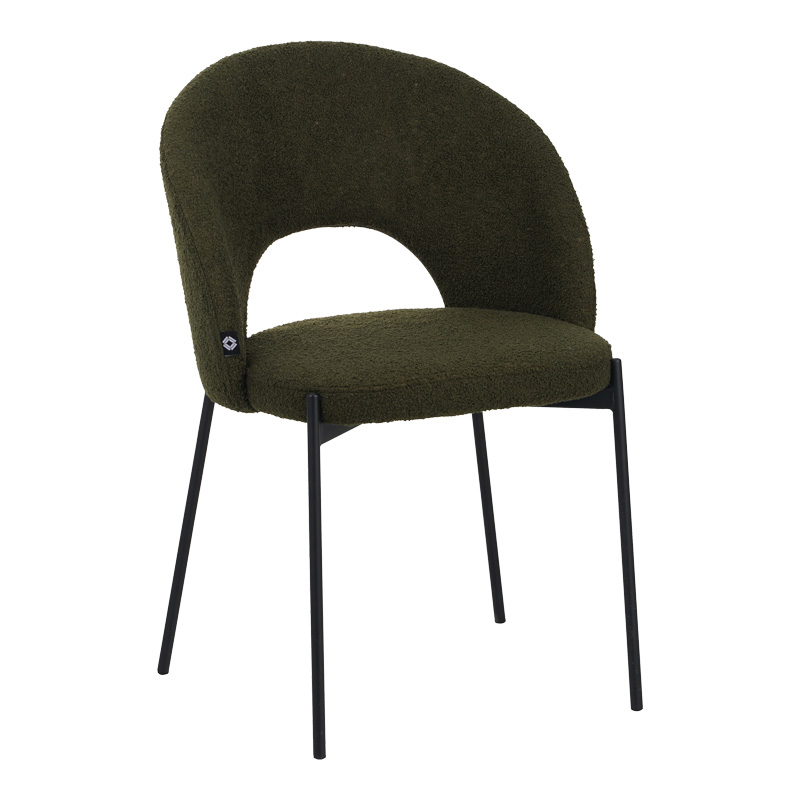 product_pako_029-000301 Καρέκλα Masebo μπουκλέ ύφασμα σε λαδί απόχρωση με μαύρα μεταλλικά πόδια 48x58.5x82εκ - Image 1