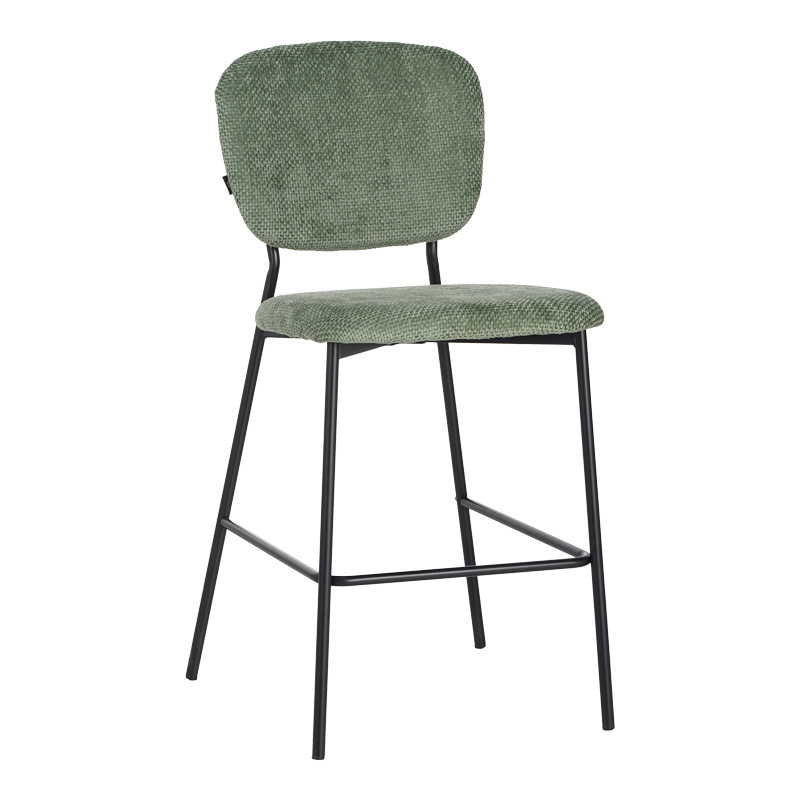 product_pako_029-000311 Σκαμπό μπαρ Cathair μπουκλέ ύφασμα σε λαδί απόχρωση με μαύρα μεταλλικά πόδια 48x54x100εκ - Image 1