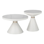 Βοηθητικά τραπέζια Coozlin Inart sintered stone σε απόχρωση λευκό μαρμάρου με λευκό-χρυσό μέταλλο - Image 2