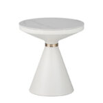 Βοηθητικά τραπέζια Coozlin Inart sintered stone σε απόχρωση λευκό μαρμάρου με λευκό-χρυσό μέταλλο - Image 3
