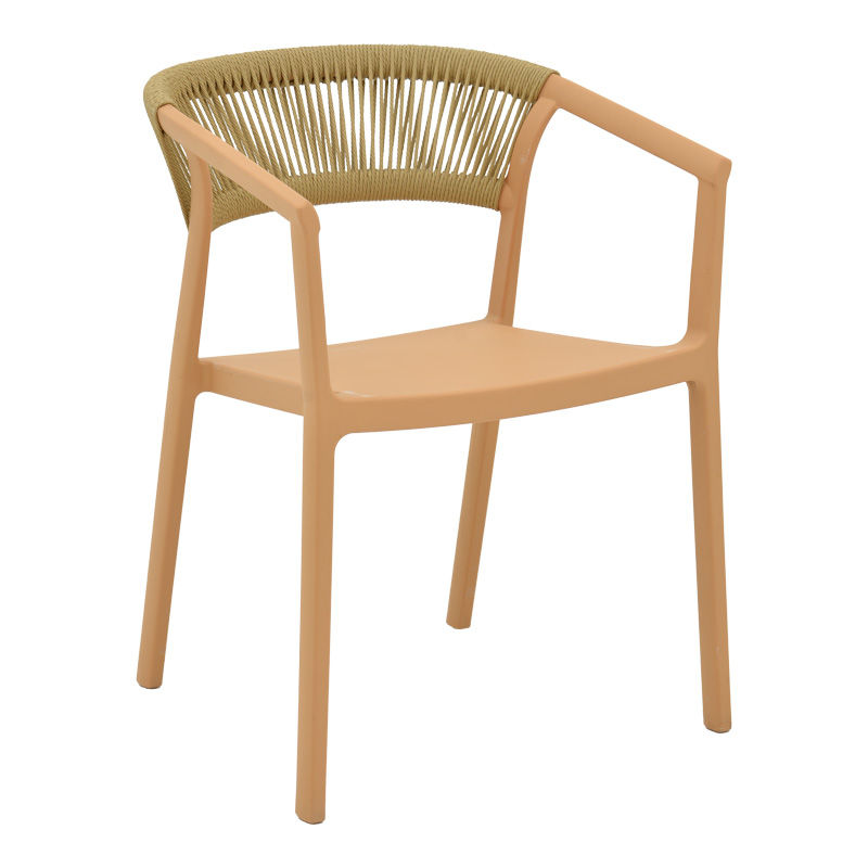 product_pako_029-000332 Πολυθρόνα Sillia στοιβαζόμενη pp cappuccino απόχρωση με μπεζ rattan 55x52x74.5εκ - Image 1