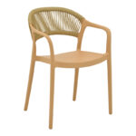Πολυθρόνα Ankara στοιβαζόμενη pp cappuccino απόχρωση με μπεζ rattan 57x48x80εκ