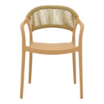 Πολυθρόνα Ankara στοιβαζόμενη pp cappuccino απόχρωση με μπεζ rattan 57x48x80εκ - Image 4