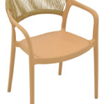 Πολυθρόνα Ankara στοιβαζόμενη pp cappuccino απόχρωση με μπεζ rattan 57x48x80εκ - Image 7