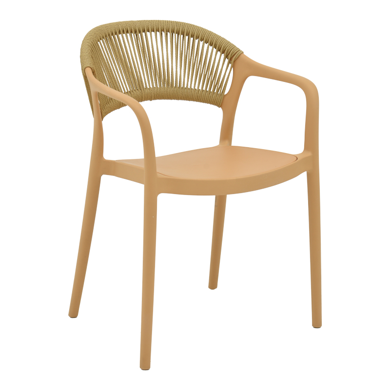 product_pako_029-000335 Πολυθρόνα Ankara στοιβαζόμενη pp cappuccino απόχρωση με μπεζ rattan 57x48x80εκ - Image 1