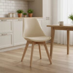 Καρέκλα Gaston PP-PU taupe απόχρωση- φυσικό πόδι 43x51x75εκ - Image 2
