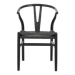 Καρέκλα Wishbone rubberwood-σχοινί σε μαύρη απόχρωση 53.5x57x74εκ - Image 4