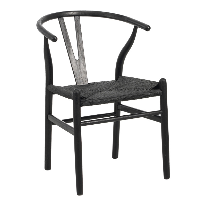 product_pako_029-000344 Καρέκλα Wishbone rubberwood-σχοινί σε μαύρη απόχρωση 53.5x57x74εκ - Image 1