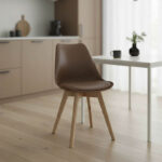 Καρέκλα Gaston PP-PU καφέ απόχρωση- φυσικό πόδι 43x51x75εκ - Image 2
