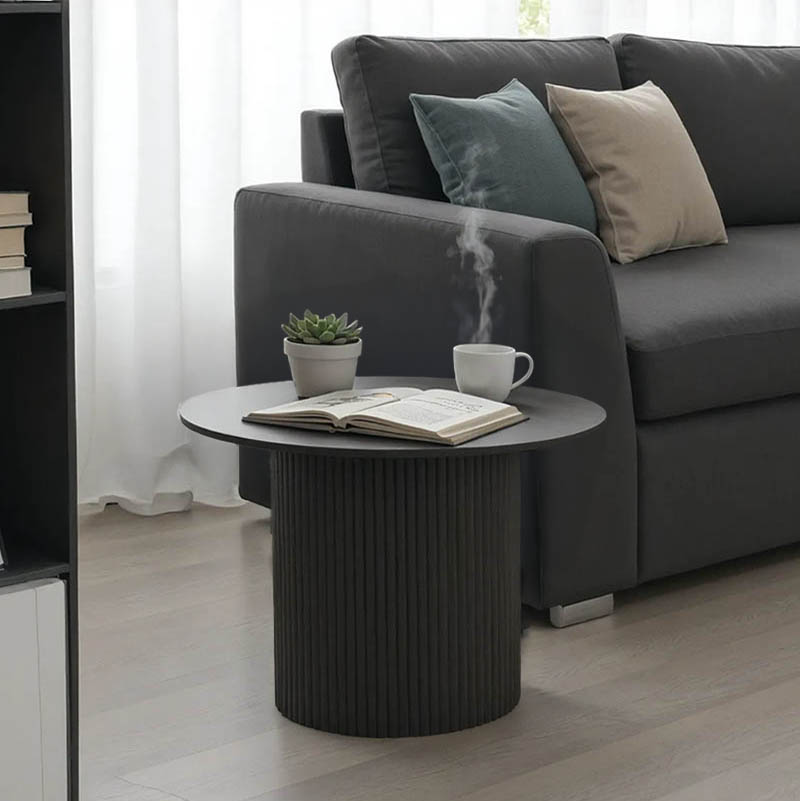 product_pako_029-000350 Τραπέζι σαλονιού Dovel mdf-μεταλλο σε μαύρη απόχρωση Φ70x45εκ - Image 1