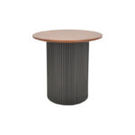 Βοηθητικό τραπέζι Dovel mdf σε καρυδί-μαύρο μέταλλο Φ50x50εκ - Image 2