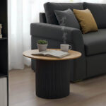 Τραπέζι σαλονιού Dovel mdf σε sonoma-μαύρο μέταλλο Φ70x45εκ