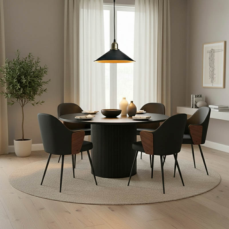 product_pako_029-000356 Τραπέζι Karulo mdf σε μαύρη απόχρωση Φ120x76εκ - Image 1