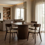Τραπέζι Karulo mdf σε καρυδί απόχρωση Φ120x76εκ - Image 2