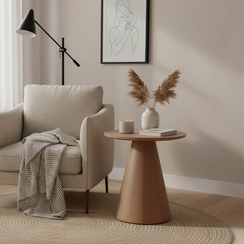 product_pako_029-000366 Βοηθητικό τραπέζι Donda mdf-μέταλλο καρυδί Φ45x46εκ - Image 1