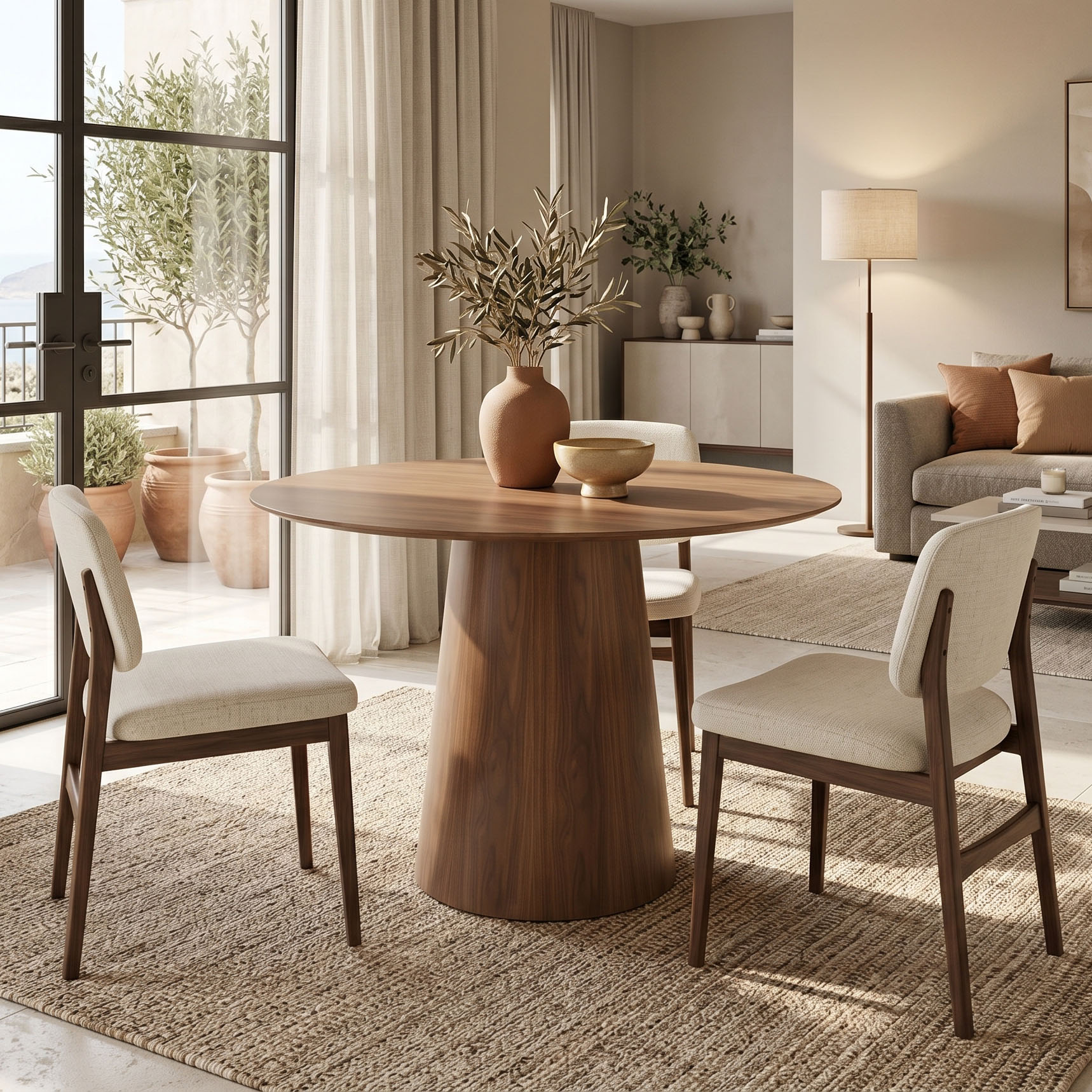 product_pako_029-000369 Tραπέζι Donda mdf καρυδί Φ100x76εκ - Image 1