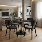 Tραπέζι Balou mdf σε μαύρη απόχρωση Φ80x73εκ - Image 2