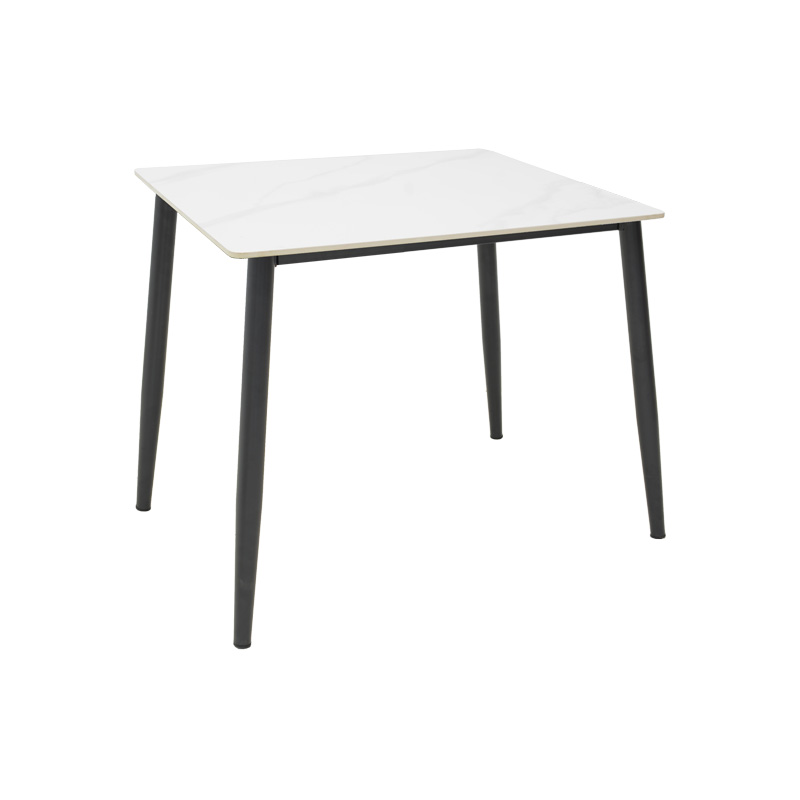 product_pako_029-000376 Τραπέζι Gustas λευκό μαρμάρου sintered stone-μαύρο μέταλλο 80x80x76εκ - Image 1