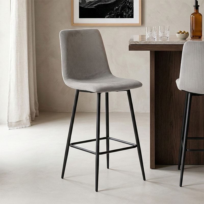product_pako_029-000412 Σκαμπό μπαρ Grato ύφασμα γκρι-πόδι μαύρο μεταλλικό 43.5x55x114εκ - Image 1