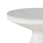 Βοηθητικό τραπέζι Coozlin Inart sintered stone σε απόχρωση λευκό μαρμάρου με λευκό μέταλλο Φ50x50εκ - Image 3