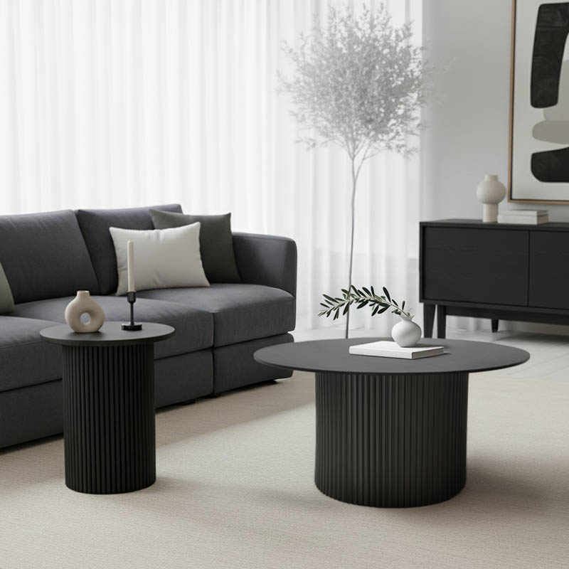 product_pako_029-000425 Tραπέζια σαλονιού Dovel mdf-μεταλλο σετ 2τεμ. μαύρο - Image 1
