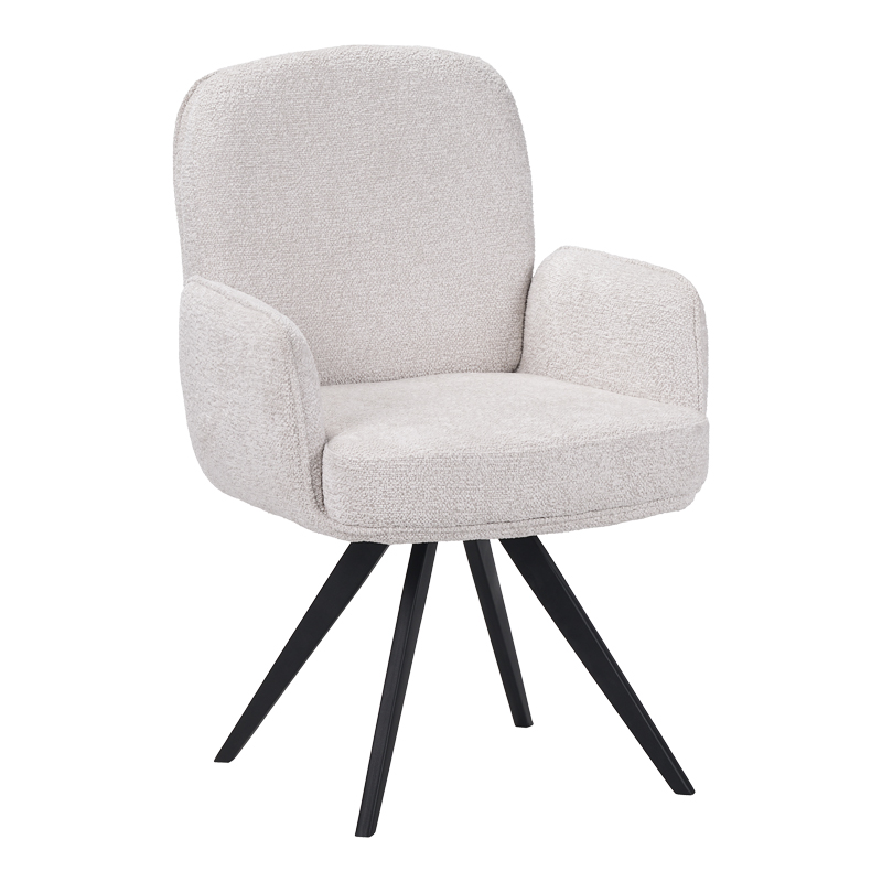 product_pako_029-000428 Πολυθρόνα περιστρεφόμενη Novo ύφασμα λευκό μπουκλε-πόδια μαύρο μεταλλικό 65.5x60x90εκ - Image 1