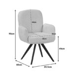 Πολυθρόνα περιστρεφόμενη Novo ύφασμα γκρι μπουκλέ-πόδια μαύρο μεταλλικό 65.5x60x90εκ (Σετ 2 τεμαχίων) - Image 6