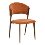 Καρέκλα Dolez terracotta ύφασμα-πόδι καρυδί μέταλλο 49x58.5x82εκ (Σετ 4 τεμαχίων)