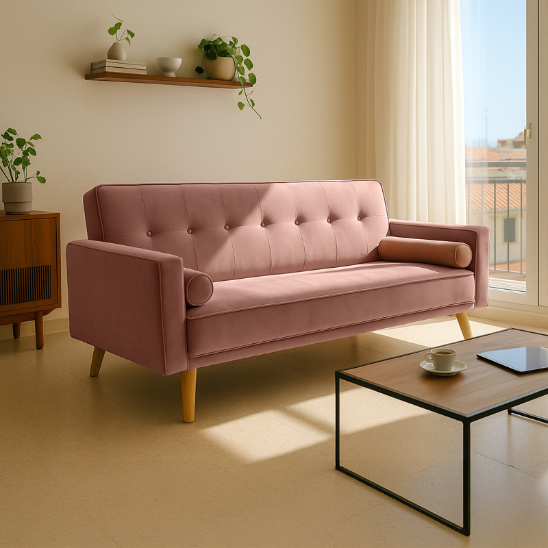 product_pako_035-000065 Καναπές-κρεβάτι Success 3θέσιος βελούδο σάπιο μήλο 190x80x84εκ - Image 1