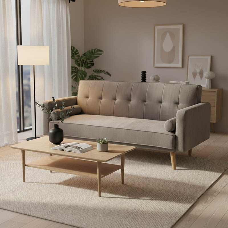 product_pako_035-000066 Καναπές-κρεβάτι Success 3θέσιος βελούδο γκρι-μπεζ 190x80x84εκ - Image 1