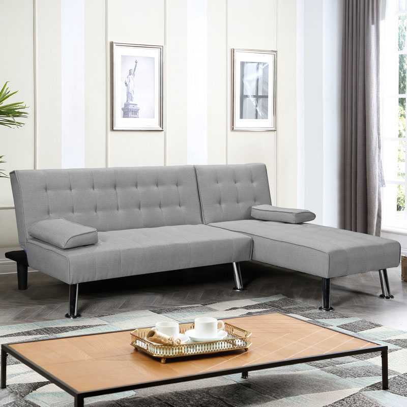 product_pako_035-000069 Γωνιακός καναπές-κρεβάτι αναστρέψιμος Brisk γκρι ύφασμα 200x146x75εκ - Image 1