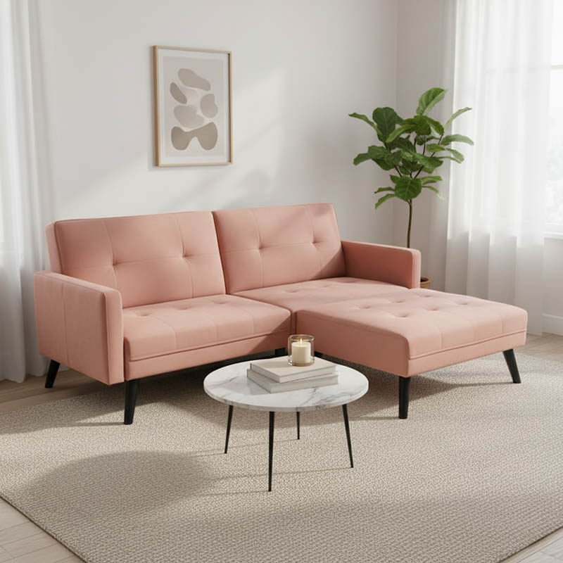 product_pako_035-000086 Καναπές γωνία-κρεβάτι με υποπόδιο Dream σάπιο μήλο βελούδο 209x157x80εκ - Image 1