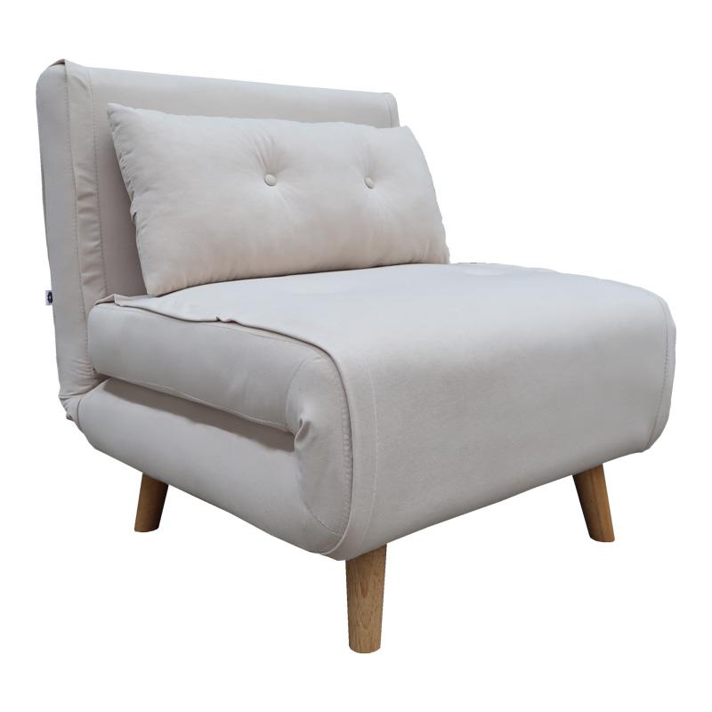 product_pako_035-000105 Πολυθρόνα-κρεβάτι Josuane I κρεμ βελούδο και ξύλινο πόδι σε φυσική απόχρωση 78x80x81εκ - Image 1