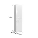 Ντουλάπα Chad με συρτάρια λευκό gloss 45x40x188εκ - Image 6